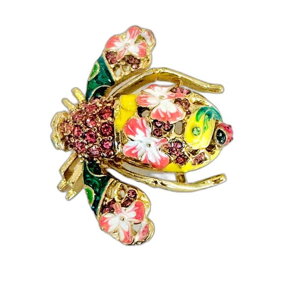 *New* Joan Rivers Classics Collection Pink Orchid Bee Brooch w/ Lady Bug - Picture 2 of 10